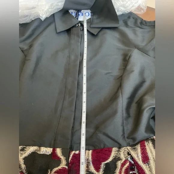 Rickie Freeman for Teri Jon Metallic Jacquard Gown - Picture 6 of 15